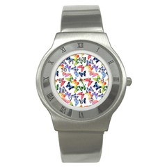 Bright Butterflies Circle In The Air Stainless Steel Watch by SychEva