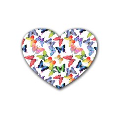 Bright Butterflies Circle In The Air Rubber Coaster (heart)  by SychEva