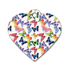 Bright Butterflies Circle In The Air Dog Tag Heart (two Sides) by SychEva