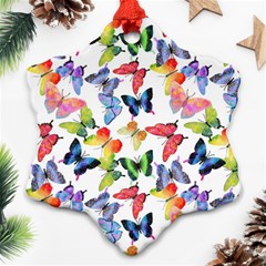 Bright Butterflies Circle In The Air Snowflake Ornament (two Sides) by SychEva