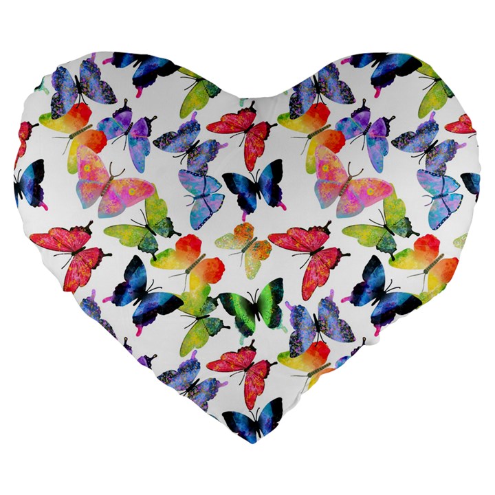 Bright Butterflies Circle In The Air Large 19  Premium Heart Shape Cushions