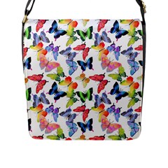 Bright Butterflies Circle In The Air Flap Closure Messenger Bag (l) by SychEva