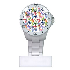 Bright Butterflies Circle In The Air Plastic Nurses Watch by SychEva