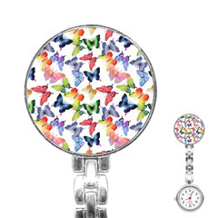 Bright Butterflies Circle In The Air Stainless Steel Nurses Watch by SychEva