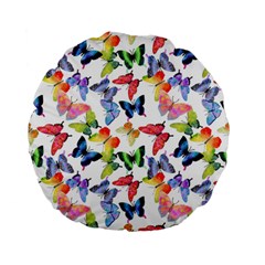 Bright Butterflies Circle In The Air Standard 15  Premium Flano Round Cushions by SychEva