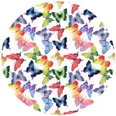 Bright Butterflies Circle In The Air Wooden Puzzle Round by SychEva