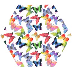 Bright Butterflies Circle In The Air Wooden Puzzle Hexagon by SychEva