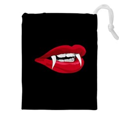 Glam Lipstick Vampire Teeth Drawstring Pouch (5xl) by VernenInk