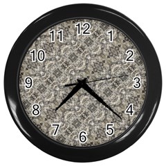 Vintage Pattern Geometric Mosaic Wall Clock (black) by dflcprintsclothing