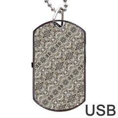 Vintage Pattern Geometric Mosaic Dog Tag Usb Flash (one Side)