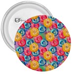 Multicolored Donuts 3  Buttons Front