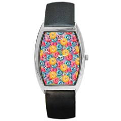 Multicolored Donuts Barrel Style Metal Watch by SychEva