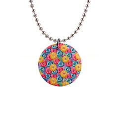 Multicolored Donuts 1  Button Necklace by SychEva