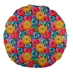 Multicolored Donuts Large 18  Premium Flano Round Cushions by SychEva