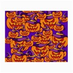 Purple and orange pumpkins, crazy Halloween pattern, Jack o  Lantern Small Glasses Cloth Front