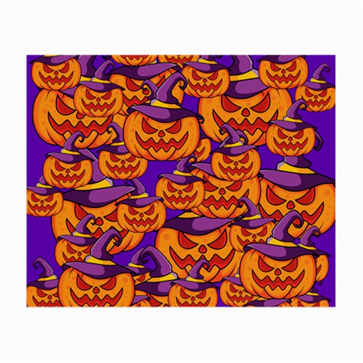 Purple and orange pumpkins, crazy Halloween pattern, Jack o  Lantern Small Glasses Cloth