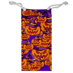 Purple And Orange Pumpkins, Crazy Halloween Pattern, Jack O  Lantern Jewelry Bag by Casemiro