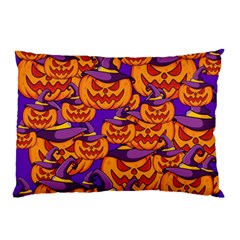 Purple And Orange Pumpkins, Crazy Halloween Pattern, Jack O  Lantern Pillow Case by Casemiro