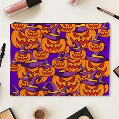 Purple And Orange Pumpkins, Crazy Halloween Pattern, Jack O  Lantern Cosmetic Bag (xl) by Casemiro