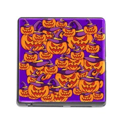 Purple And Orange Pumpkins, Crazy Halloween Pattern, Jack O  Lantern Memory Card Reader (square 5 Slot) by Casemiro