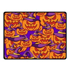 Purple And Orange Pumpkins, Crazy Halloween Pattern, Jack O  Lantern Fleece Blanket (small) by Casemiro