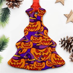 Purple And Orange Pumpkins, Crazy Halloween Pattern, Jack O  Lantern Ornament (christmas Tree) 