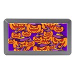 Purple and orange pumpkins, crazy Halloween pattern, Jack o  Lantern Memory Card Reader (Mini) Front