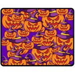 Purple and orange pumpkins, crazy Halloween pattern, Jack o  Lantern Double Sided Fleece Blanket (Medium)  58.8 x47.4  Blanket Front