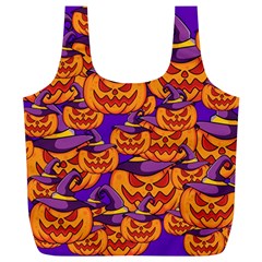 Purple And Orange Pumpkins, Crazy Halloween Pattern, Jack O  Lantern Full Print Recycle Bag (xl) by Casemiro