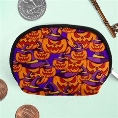 Purple And Orange Pumpkins, Crazy Halloween Pattern, Jack O  Lantern Accessory Pouch (medium) by Casemiro