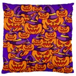 Purple and orange pumpkins, crazy Halloween pattern, Jack o  Lantern Large Flano Cushion Case (One Side) Front