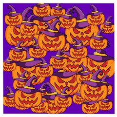 Purple And Orange Pumpkins, Crazy Halloween Pattern, Jack O  Lantern Wooden Puzzle Square by Casemiro