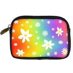 Daisies On Liquid Colors Digital Camera Leather Case by JeanKellyPhoto