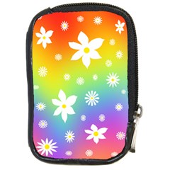 Daisies On Liquid Colours Compact Camera Leather Case by JeanKellyPhoto