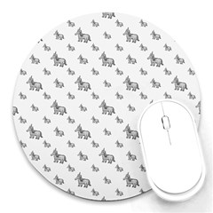 Grey Unicorn Sketchy Style Motif Drawing Pattern Round Mousepads by dflcprintsclothing