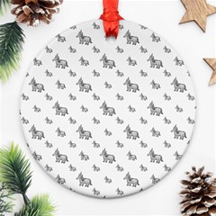 Grey Unicorn Sketchy Style Motif Drawing Pattern Ornament (round) by dflcprintsclothing