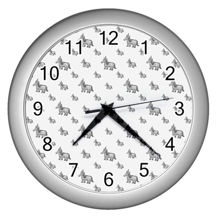 Grey Unicorn Sketchy Style Motif Drawing Pattern Wall Clock (Silver)