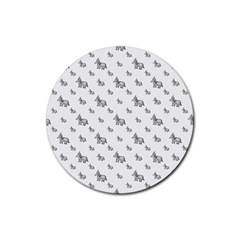 Grey Unicorn Sketchy Style Motif Drawing Pattern Rubber Coaster (round)  by dflcprintsclothing