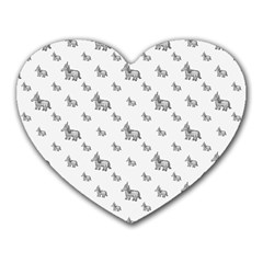 Grey Unicorn Sketchy Style Motif Drawing Pattern Heart Mousepads by dflcprintsclothing