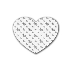 Grey Unicorn Sketchy Style Motif Drawing Pattern Rubber Coaster (heart)  by dflcprintsclothing