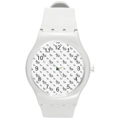 Grey Unicorn Sketchy Style Motif Drawing Pattern Round Plastic Sport Watch (m) by dflcprintsclothing