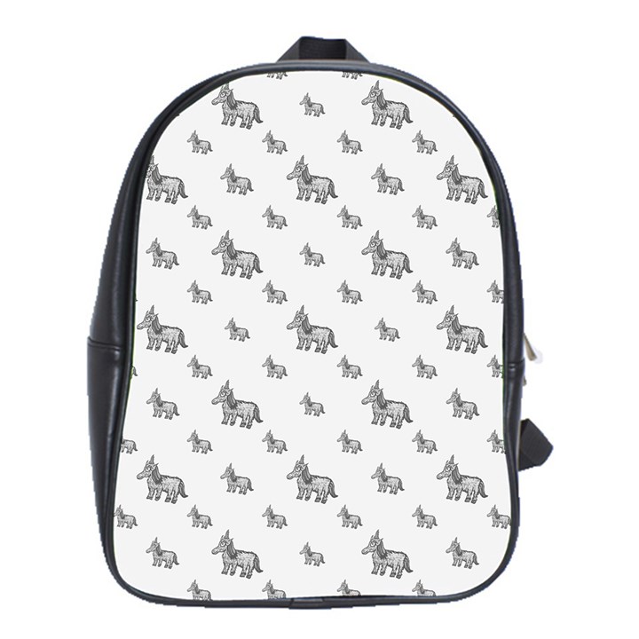 Grey Unicorn Sketchy Style Motif Drawing Pattern School Bag (XL)