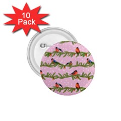 Bullfinches Sit On Branches On A Pink Background 1 75  Buttons (10 Pack) by SychEva