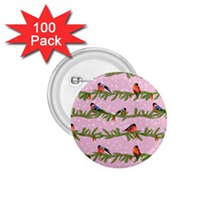 Bullfinches Sit On Branches On A Pink Background 1 75  Buttons (100 Pack)  by SychEva