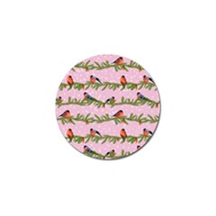 Bullfinches Sit On Branches On A Pink Background Golf Ball Marker by SychEva