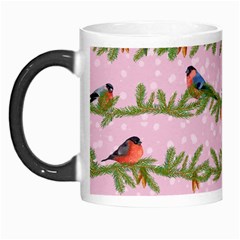 Bullfinches Sit On Branches On A Pink Background Morph Mugs by SychEva