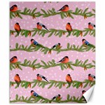 Bullfinches Sit On Branches On A Pink Background Canvas 8  x 10  8.15 x9.66  Canvas - 1