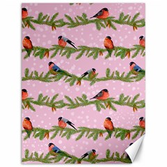 Bullfinches Sit On Branches On A Pink Background Canvas 12  X 16  by SychEva