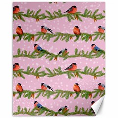 Bullfinches Sit On Branches On A Pink Background Canvas 11  X 14  by SychEva