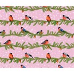 Bullfinches Sit On Branches On A Pink Background Deluxe Canvas 14  x 11  (Stretched) 14  x 11  x 1.5  Stretched Canvas